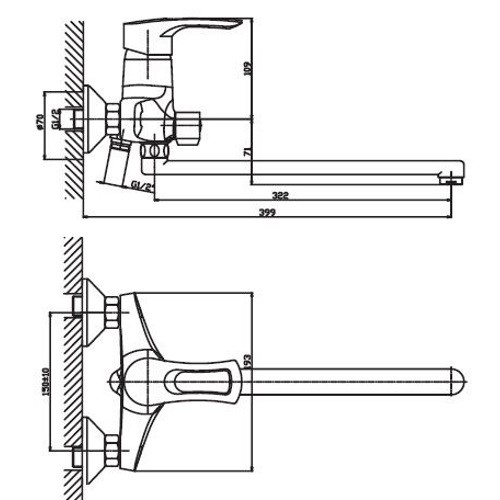 Змішувач для ванни Haiba HANSBERG 006 EURO НЕРЖ HB0194 - 3