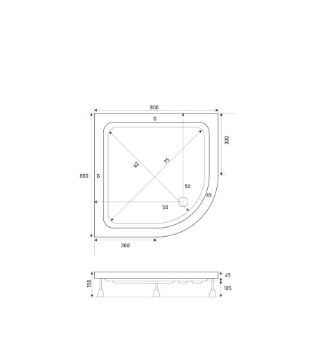 Душевой поддон SHOWER Slender (80x80) С15191 - 2