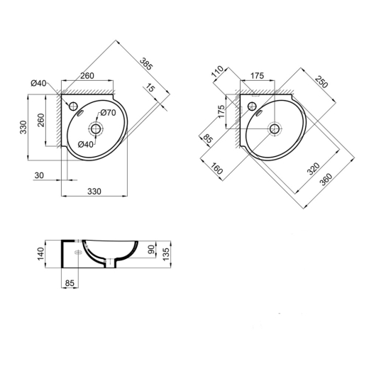 Раковина Qtap Leo 390x365x130 White (QT11115010WN) - 6
