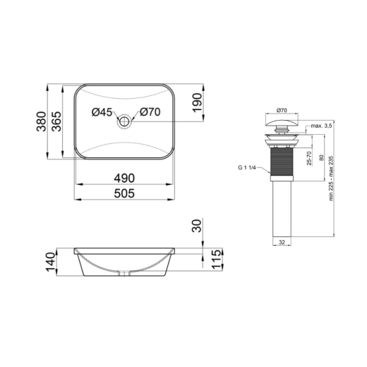Раковина Qtap Scorpio 500х380х145 White с донным клапаном PU02 (QT1411K490WN47290) - 6