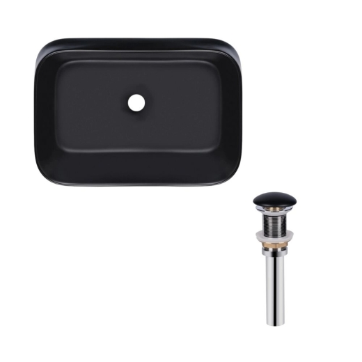 Раковина Qtap Scorpio 550х390х120 Matt black з донним клапаном PU03 (QT14112243MBN47298) - 1