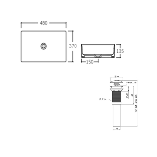 Раковина Qtap Tern 480х370х135 White с донным клапаном PU02 (QT17112074WN47301) - 6