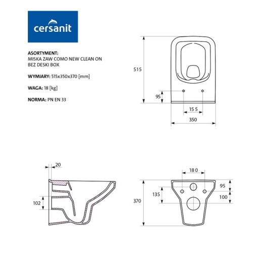 Унітаз підвісний Cersanit Como Clean on (K701-102) - 4