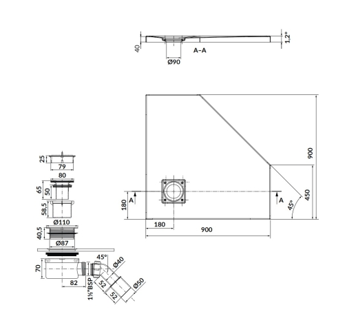 Душевой поддон Cersanit Tako Slim 90x4 белый + сифон (S601-129) - 3
