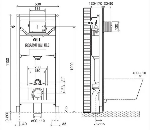 Комплект Cersanit: инсталляция для унитаза Oli 120 Plus + СЕТ b246 Zen Clean On (099949+S701-427) - 5