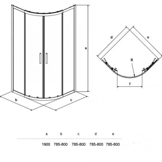 Душовий кут CERSANIT Zip 80х80х190 прозоре скло, профіль чорний (S163-007) - 2