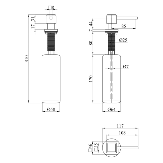 Дозатор моющего средства Kroner KRP Spender - SCH054 черный (CV030015) - 4