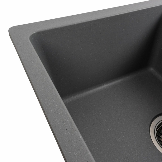 Гранитная мойка для кухни Platinum 6250 Zirkone матовый, серый металлик (PLA000040792) - 3