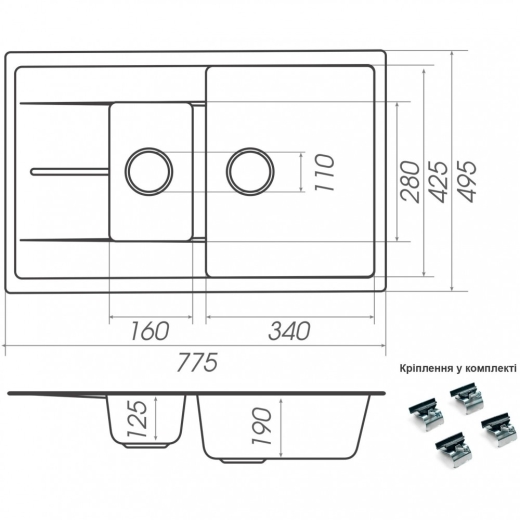 Гранитная мойка для кухни Platinum 7850W Toskana матовый Морион (PLA000040860) - 6