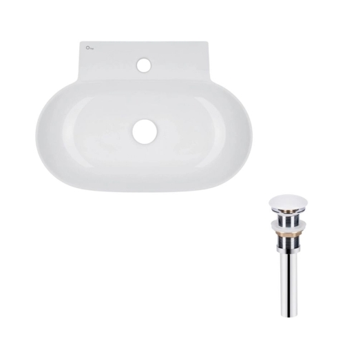 Раковина Qtap Cardinal 565х400х130 White с донным клапаном PU02 (QT0411K177WN47330) - 1