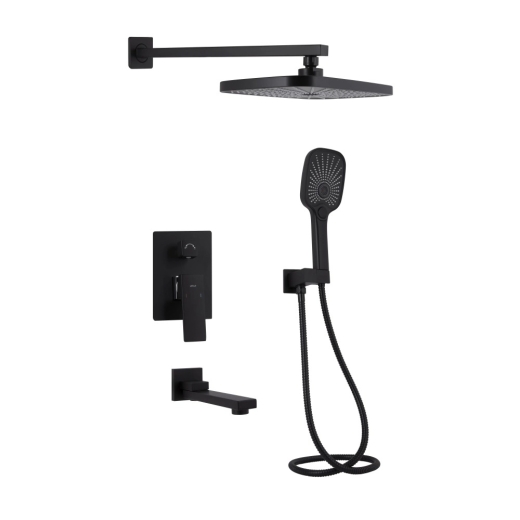 Душова система Qtap Gemini Black Matt прихованого монтажу, на три споживачі (QTGEM114BLM45703) - 1