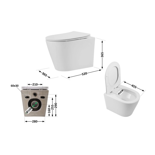 Унитаз подвесной Qtap Scorpio безободковый Ultra Quiet с сиденьем Soft-close (QT14332380AW) - 9