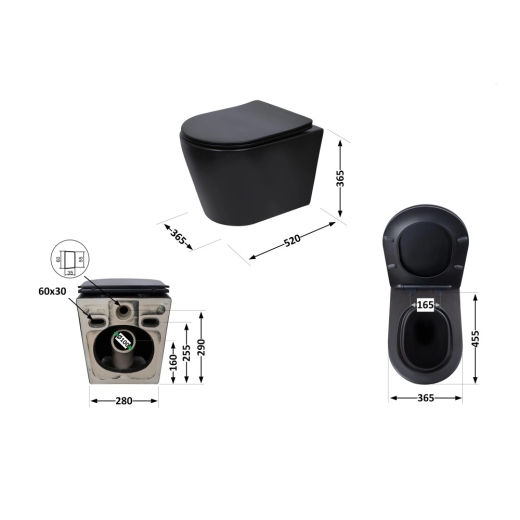 Унитаз подвесной Qtap Scorpio Ultra Quiet с сиденьем Soft-Close Matt Black (QT14332380AMB) - 8