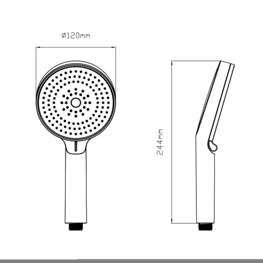 Лійка для ручного душу Qtap Rucni D 130 округла Black Matt (QTRUC125BLM45951) - 4