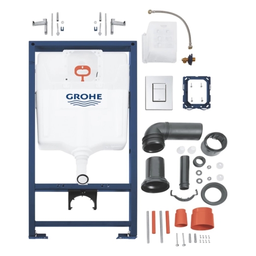 Комплект 4в1: Інсталяція Grohe Rapid SL 3в1 38772001 + Унітаз безободковий Kroner Harz WHI493736 RIMLESS з сидінням Slim Duroplast / Soft-close / Quick relase KH493736WHIR (CV033817) - 3