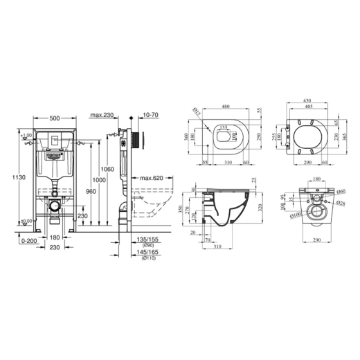 Комплект 4 в 1: Инсталляция Grohe Rapid SL 3 в 1 38772001 + Унитаз безободковый Kroner Harz WHI483632 TORNADO с сиденьем Slim Duroplast / Soft-close / Quick relase KH483632WHIT (CV033824) - 10