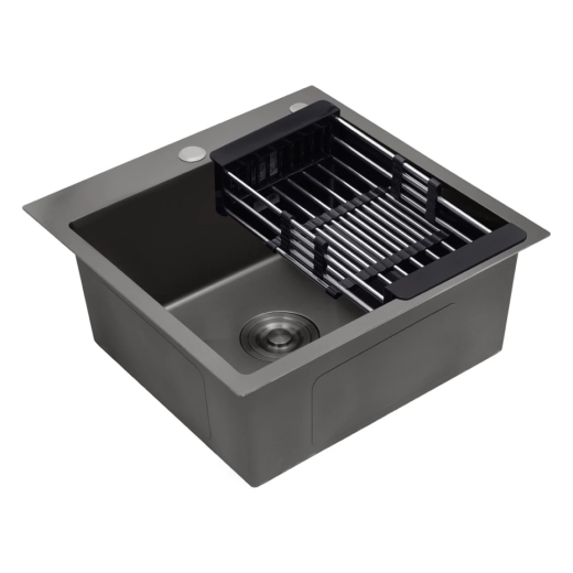 Кухонна мийка Kroner KRP Schwarze 4545HM PVD 3.0/1.0 мм (CV033856) - 3