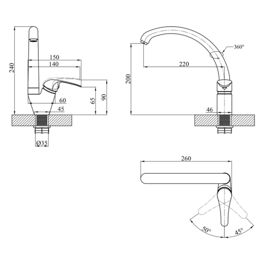 Змішувач для кухні Agua Leon C031 (CV014925) - 5