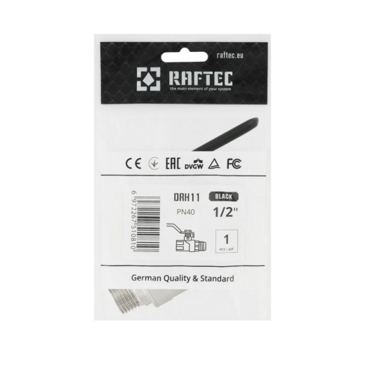 Кран шаровый Raftec BLACK PN40 НВ 1/2" ручка DRH11 (RAF50402) - 5