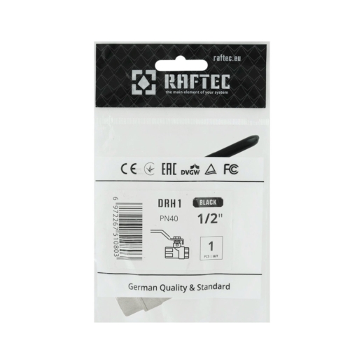 Кран шаровый Raftec BLACK PN40 ВВ 1/2" ручка DRH1 (RAF50620) - 5
