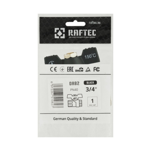Кран шаровый Raftec BLACK PN40 ВВ 3/4" бабочка DRB2 (RAF50809) - 5