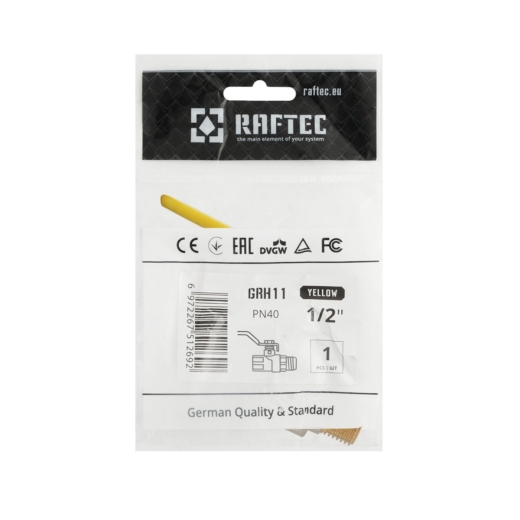 Кран шаровый Raftec YELLOW PN40 НВ 1/2" ручка GRH11 (RAF58411) - 6