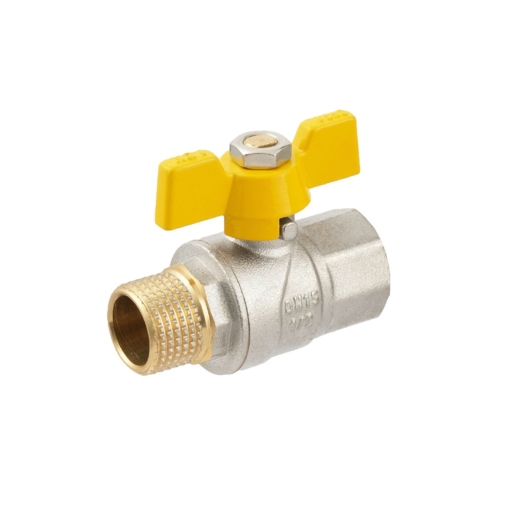 Кран шаровый Raftec YELLOW PN40 НВ 1/2" бабочка GRB11 (RAF39508) - 1