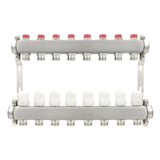 Коллектор Polmark 1"x3/4" 9 выходов с термоклапанами без евроконусов (POLM89245) - 2