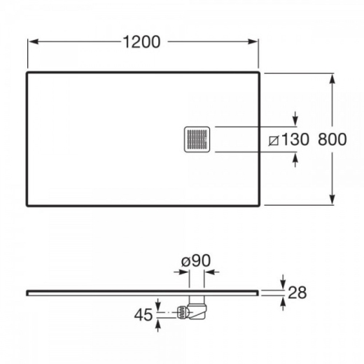 Душовий піддон Roca Terran 120x80 см онікс (AP1014B032001640) - 3