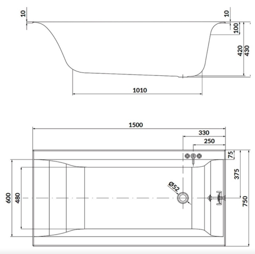 Ванна акрилова Cersanit Larga 150х75 см (S301-304) - 3