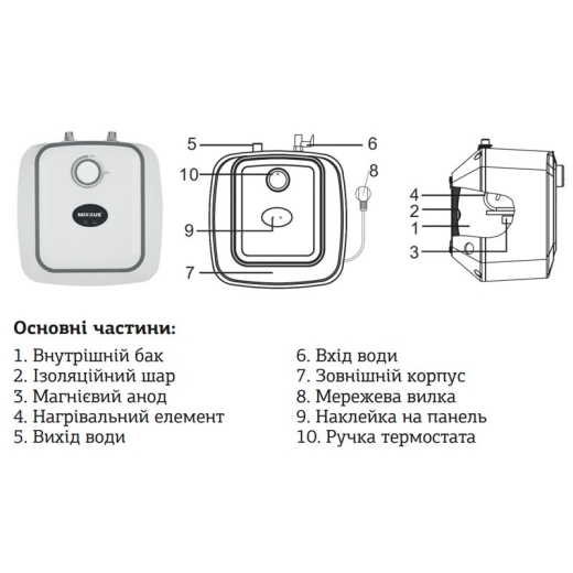 Водонагрівач Mixxus EWH-0606 Small Under 6л (WH0006) - 2
