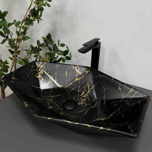 Умивальник накладний VBI Venezia Marble Black Matt (VBI-012406) - 1