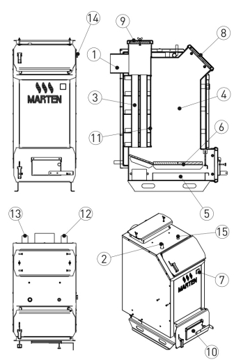 Твердотопливный котел шахтного типа MARTEN Master 20 - 6