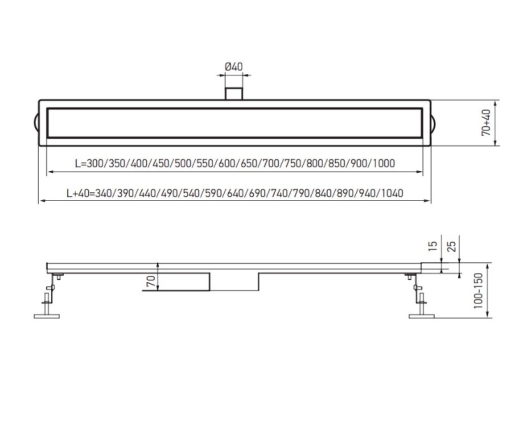 Душовий трап KOER FD20-70x600 (KR3270) - 5