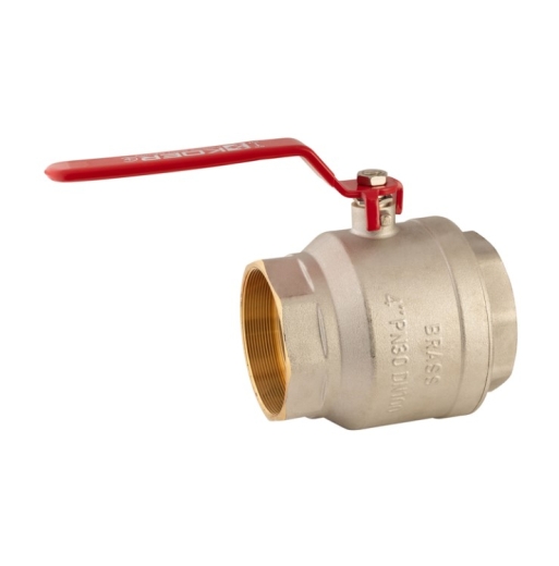 Кран кульовий KOER KR.214 - 4" FF ГГВ, ручка "важіль" червона (KR4952) - 4