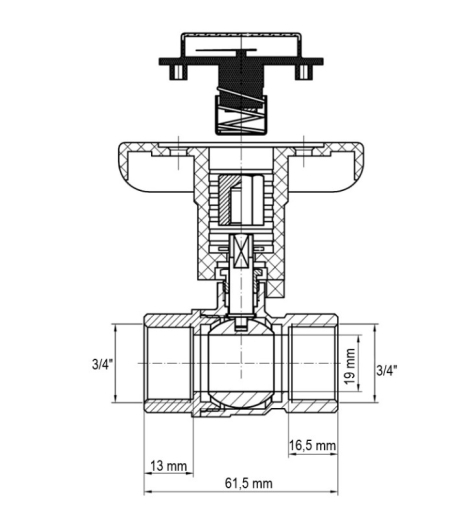 Кран кульовий з пластиковою ручкою та термометром KOER KR.240 - 3/4" ГГ (KR3118) - 2