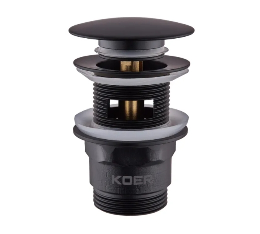 Донный клапан для умывальника с переливом KOER PW-03-05 1 1/4'' Черный (KR3396) - 1