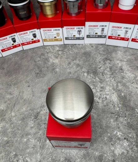 Донний клапан для умивальника з переливом KOER PW-01-02 1 1/4'' нерж (KR3401) - 6