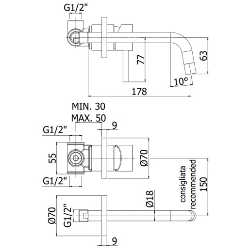 Смеситель для умывальника Paffoni Light, Honey Gold (LIG006HG70) - 2