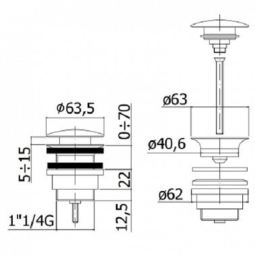 Донный клапан Paffoni Light, брашированное медовое золото (ZSCA050HGSP) - 2