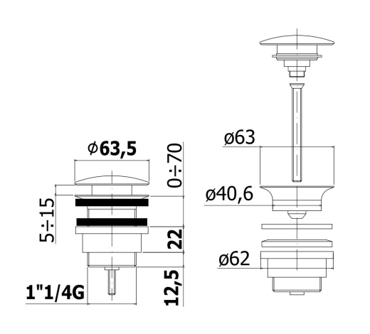 Донный клапан Paffoni Light, медовое золото (ZSCA050HG) - 2