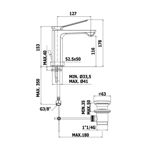 Смеситель для раковины Paffoni Tilt, нержавеющая сталь (TI075ST) - 3