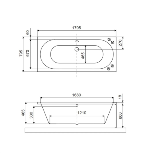 Ванна прямокутна акрилова Excellent 1800x800 Oceana Slim матовий білий (WAEX.OCE18EDMS) - 3