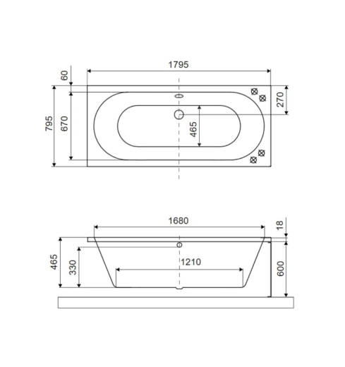 Ванна акриловая прямоугольная Excellent 1800x800 Oceana Slim серый матовый (WAEX.OCE18CMMS) - 3