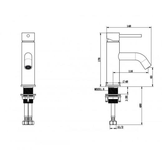 Змішувач для умивальника WEZER EKO1C-01-BLACK - 2