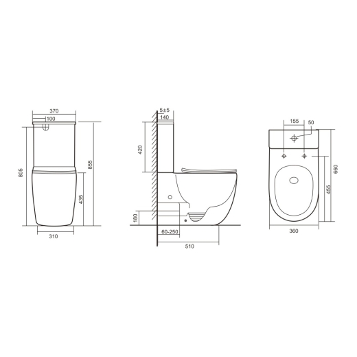 Унітаз для підлоги Qtap Robin New Ultra Quiet, сидіння Slim Duroplast/Soft-close/Quick relase бачок 3/7.15L 660x360x855 мм (QT13226083AW) - 7