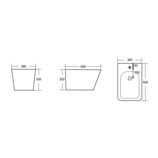 Биде подвесное Qtap Tern New 500x360x320 мм (QT17551303GMB) - 2