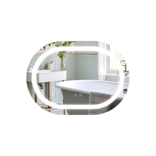 Дзеркало настінне Qtap Gemini овальне з LED-підсвічуванням Touch, з антизапотіванням, з димером, 600х800 Reverse (QT2578R6080) - 1