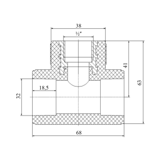 Трійник PPR Blue Ocean 32х1/2" х32 ВР (BOITTX3201XXX) - 2