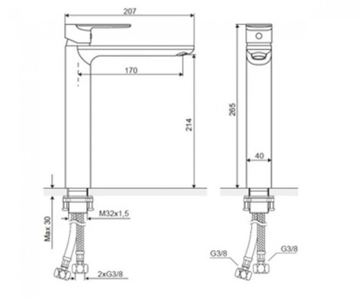 Змішувач для раковини високий Excellent Glad (ARNL.1102CR) - 2